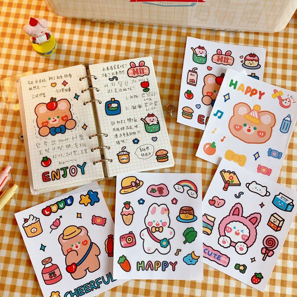 Top 1lembar Stiker Cangkir Air Stiker Notebook DIY Kelinci Lucu Kartun Beruang Scrapbooking