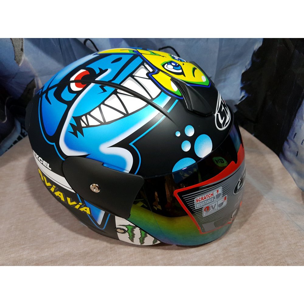 Helm shel excel motif Rossi shark black doft Limited