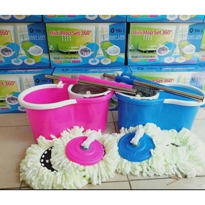 MINI MOP SPIN ALAT PEL LANTAI MODERN PUTAR 360 DERAJAT STAINLESS TRI J