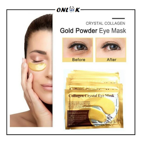 1 PASANG COLLAGEN CRYSTAL EYE BAG MASK GOLD Masker Emas Kantong Mata Panda Anti Aging Wrinkle Eyemask