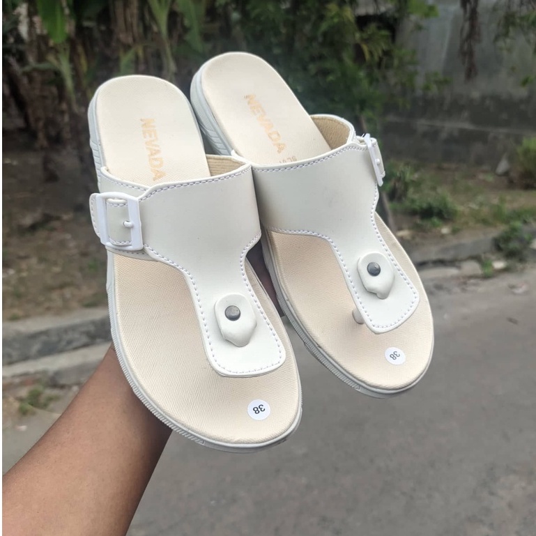 Sandal Wanita Gesper Cewek Flat Jepit Warna Warni Cantik Nevada - SL01