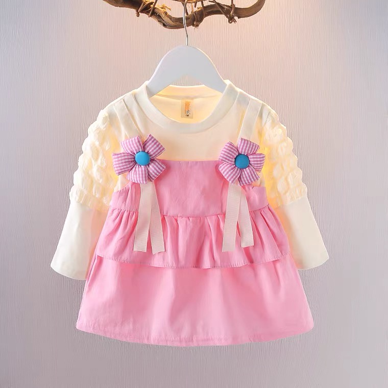 【Happy Baby】0-4Tahun QZ-94  Dress  anak perempuan/Gaun putri lengan panjang  Fashion Anak