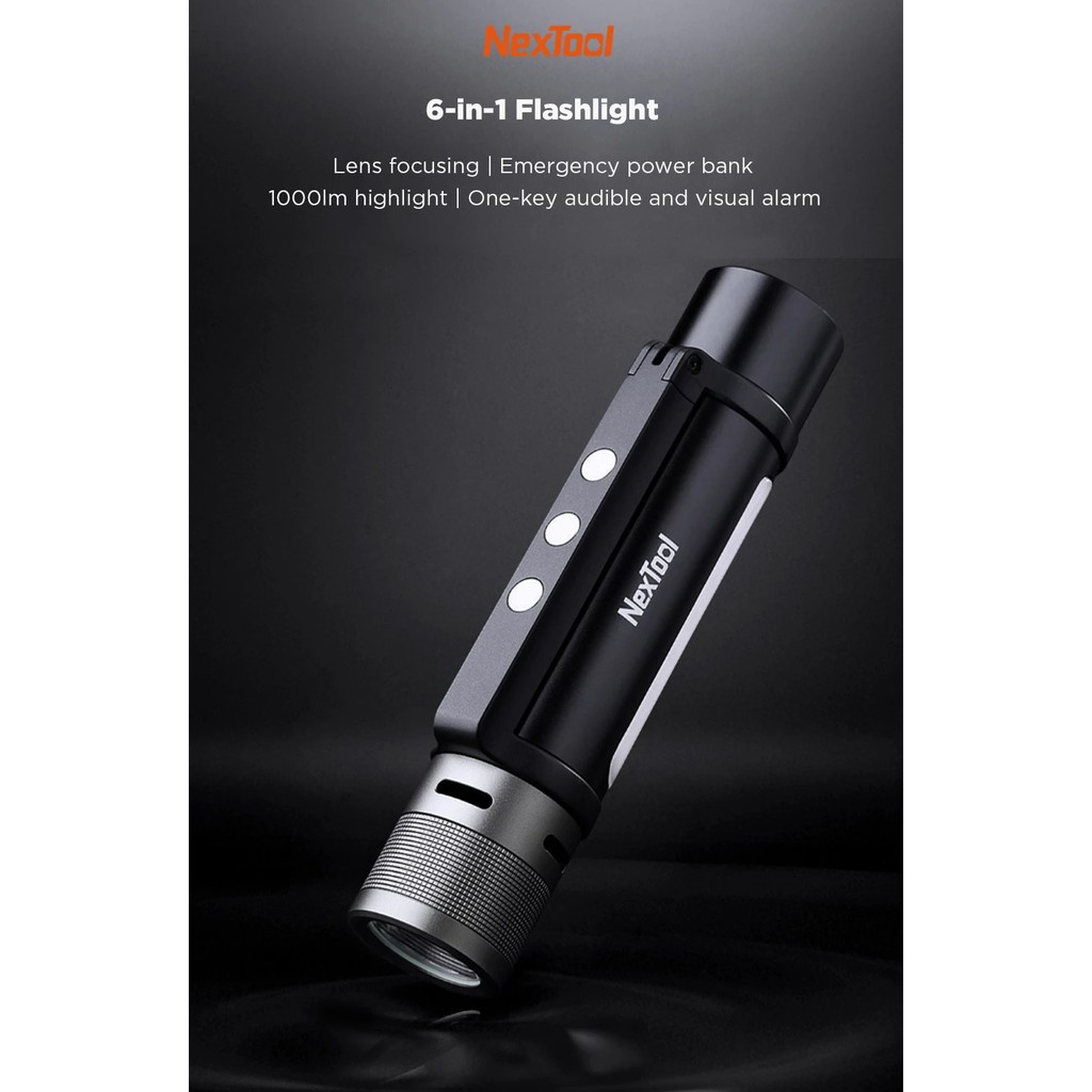 XIAOMI NEXTOOL 6 in 1 Rechargeable Flash Light 1000 Lumens - NE20030 - Senter Rechargeable 1000lm