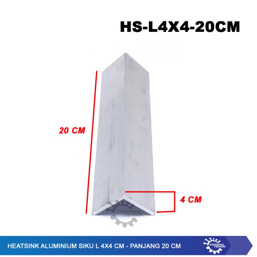 Heatsink Aluminium Siku L 4x4 cm - Panjang 20 cm