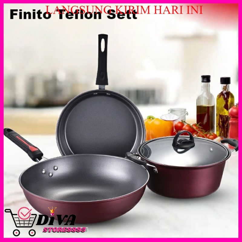 Panci dan Wajan GSE Penggorengan Teflon Set isi 3 Pcs//panci teflon set 3pcs