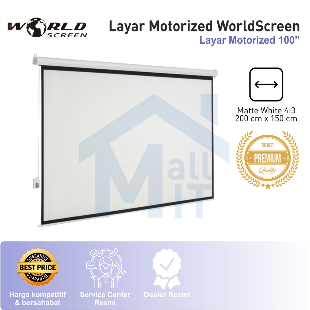 Layar MOTORIZED PROYEKTOR SCREEN 100 inci 4:3 ANYLINX 2m X 1.5m