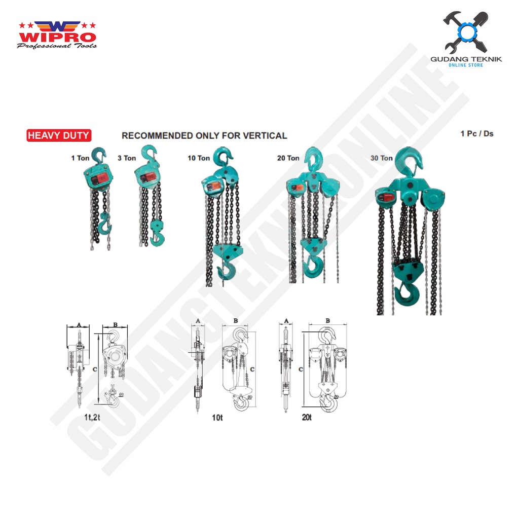 Katrol CHAIN BLOCK 1 TON 5 METER For Vertical WIPRO / TAKEL KATROL KEREKAN 1ton 5meter WIPRO