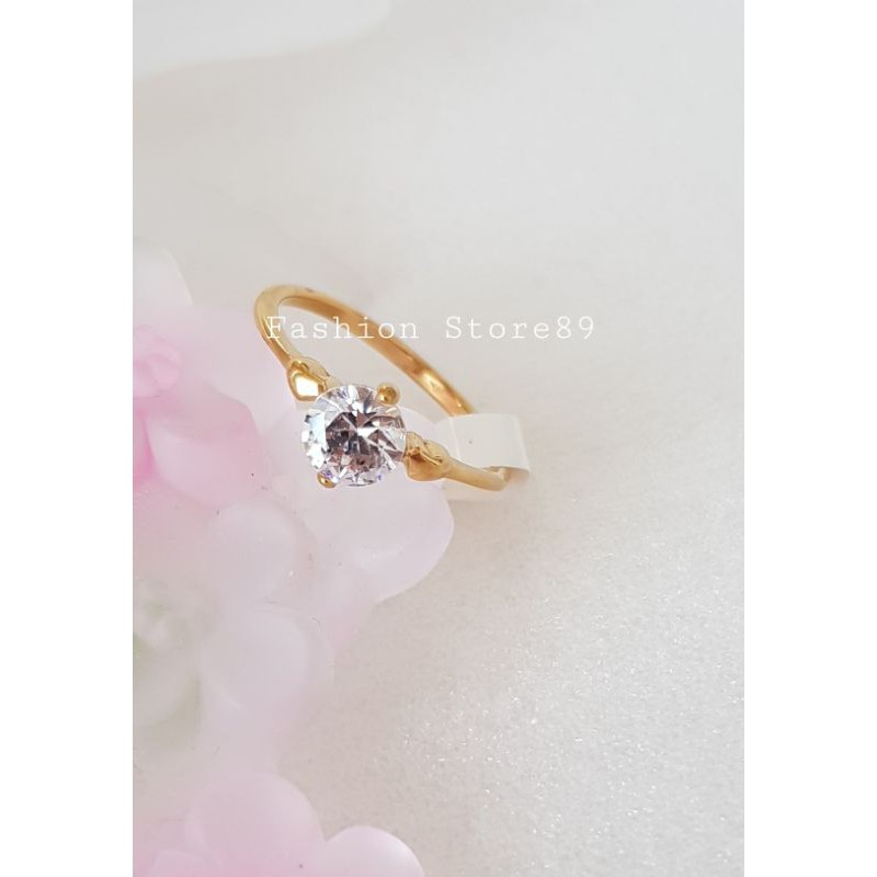 new Cincin Titanium gold love x005 cincin emas titanium permata putih love import titanium antikarat