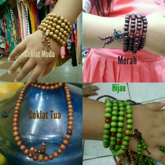 Promo Tasbih Gelang Buddha 108 Kayu Aneka Warna