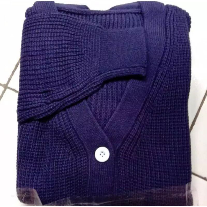 CARDIGAN RAJUT CARRA PREMIUM 7 GATE BAHAN TEBAL-Biru dongker
