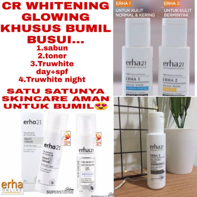 Paket Cream whitening erha,mencerahkan aman untuk bumil/busui dan remaja/tidak ada efek samping/bpom