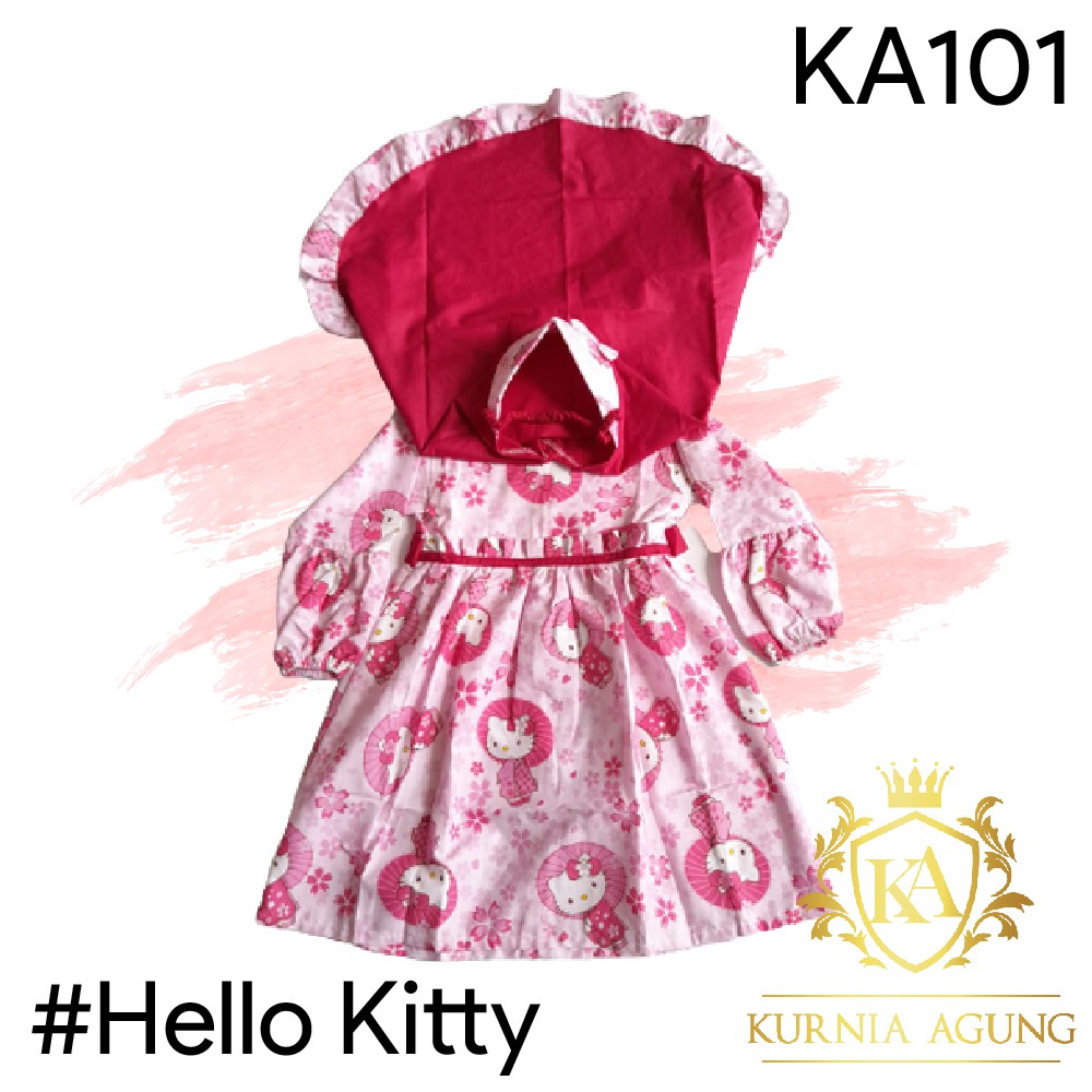 Gamis Baju Gaun Muslim Anak Perempuan 1-5 Tahun Pesta Murah KA101 Hello Kitty Tsum tsum