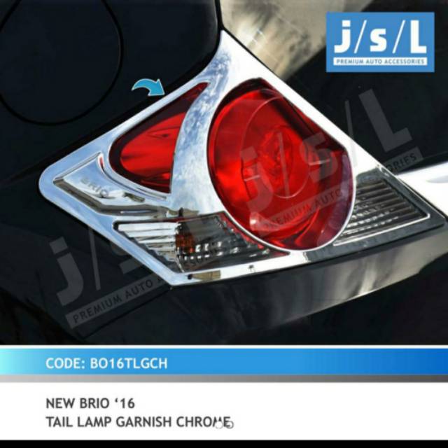 Garnish lampu belakang new Brio 2016/ tail lamp garnish Hitam &amp; Chrome jsl