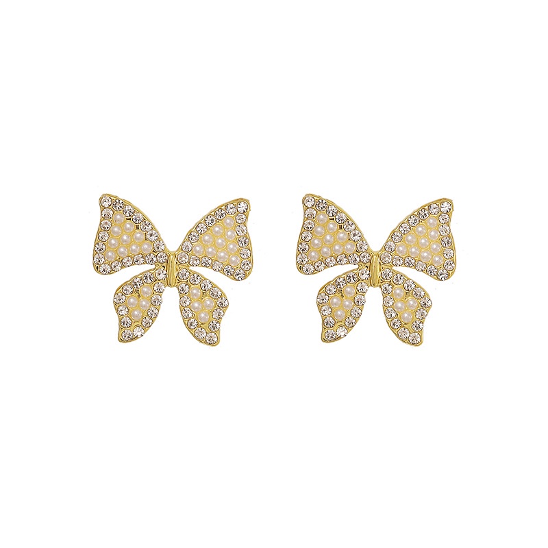 Sterling silver jarum Korea Mutiara kupu-kupu anggun online influencer Baru kancing anting-anting pe