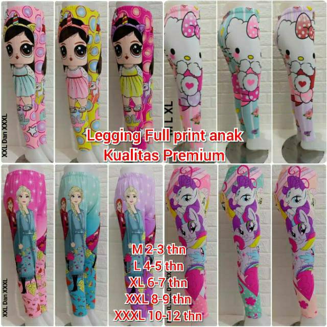  Celana  LEGGING LOL anak  usia 3 12 tahun warna gambar  