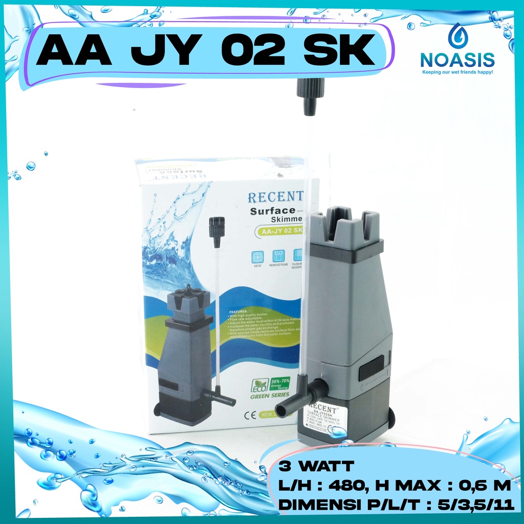 RECENT JY 02 SK 3 W SURFACE SKIMMER POMPA PEMBERSIH PERMUKAAN AQUARIUM