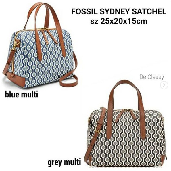 fossil sydney satchel blue multi