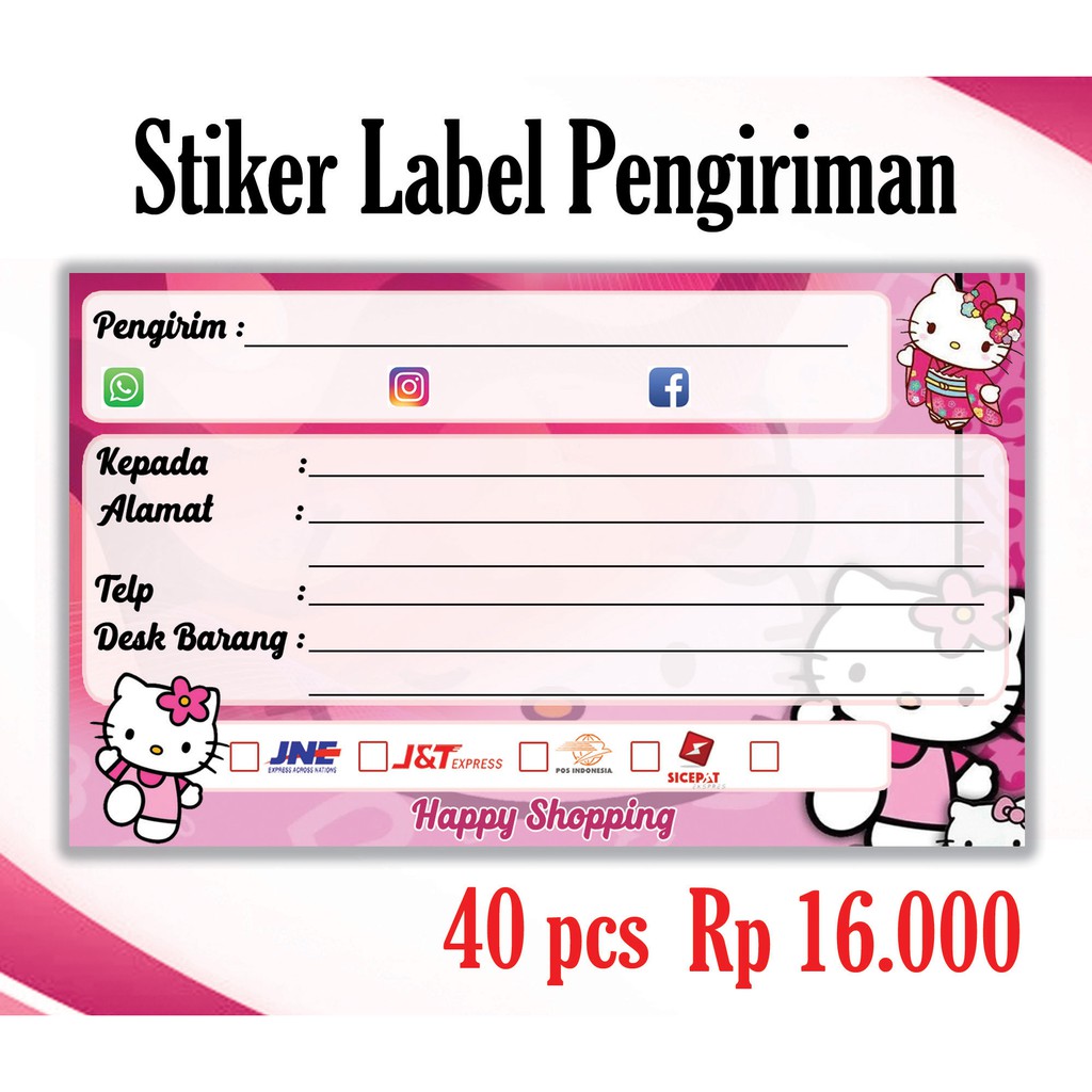 Beli Stiker Pengiriman Label Pengiriman Olshop Tema Hello Kitty 40pcs Seetracker Indonesia