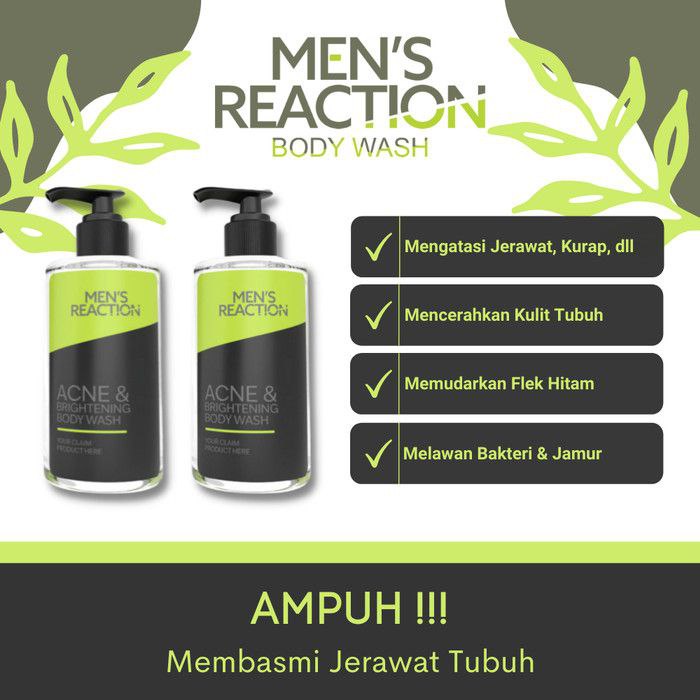 SABUN JERAWAT, GATAL &amp; JAMUR Men's Reaction Acne Brightening! ACNE HERBAL SOLUTION BODY WASH | Anti Acne Jamur