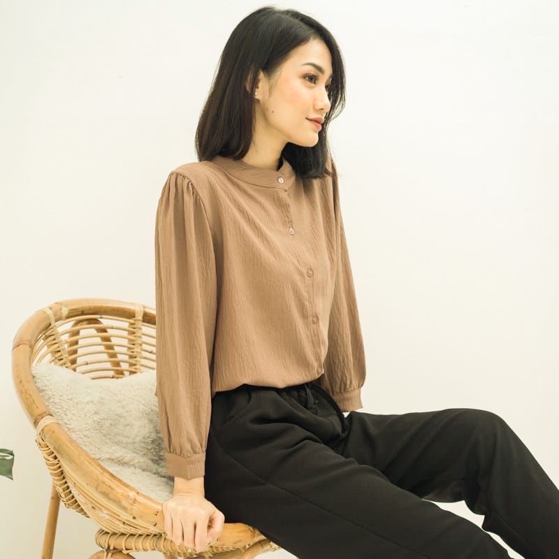 Aisa Blouse Crinkle Premium Kemeja Formal Kerja / Crinkle Blouse Shanghai-AISA NEW MILLO