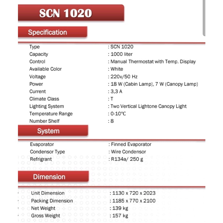 POLYTRON SCN 1020 SHOWCASE 1000 LITER / SCN1020