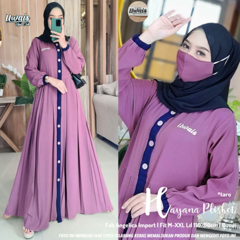 Hayana Plisket by Uwais - Plisket Dress Gamis Busui Twotone