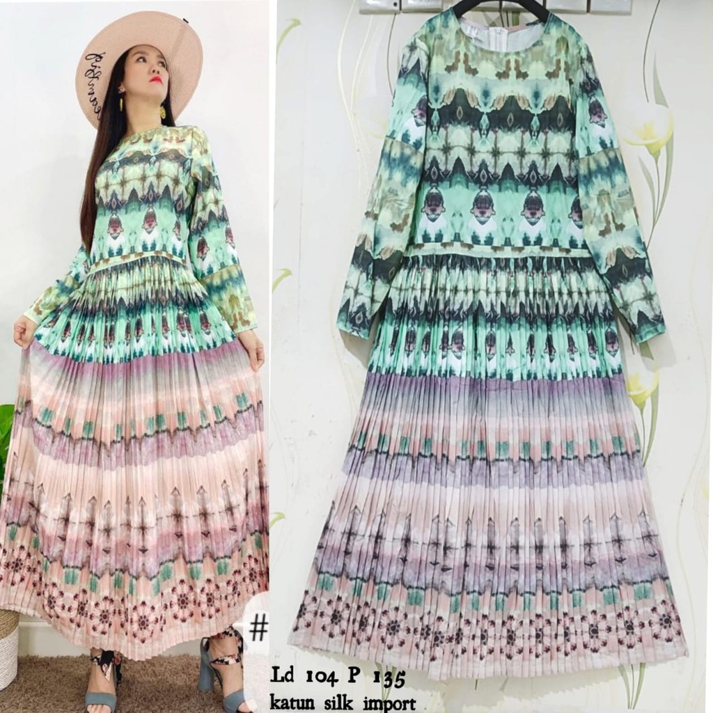 DRESS PLISKET KATUN SILK IMPORT