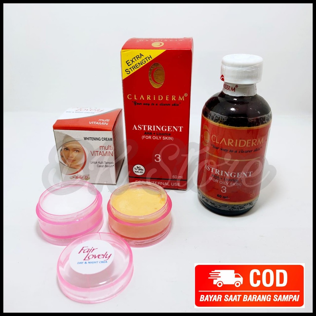 Paket Kecantikan 2in1 Krim Susun Fair&Lovely+Toner Clariderm