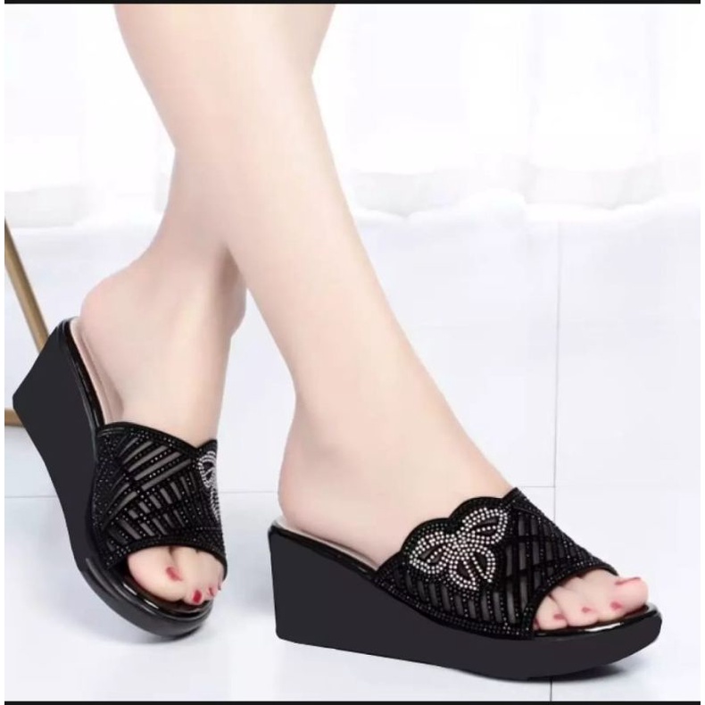 ABBUSHOES Nn 30 wedges kupu2 presan marina sol karet 7cm
