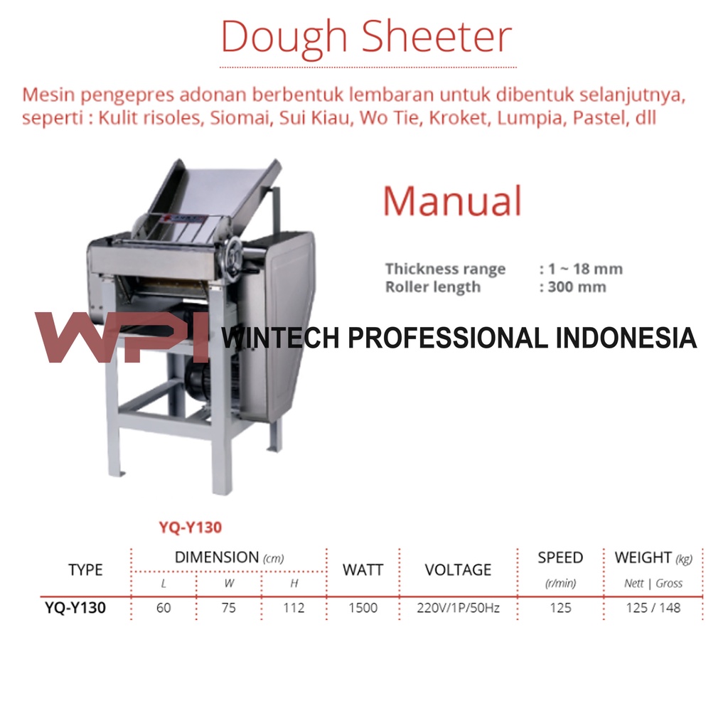 GETRA YQ-Y130 Dough Sheeter Manual / Alat Pres Adonan