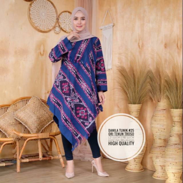 Tunik Danila Bahan Tenun Lurik Troso Asli Jepara