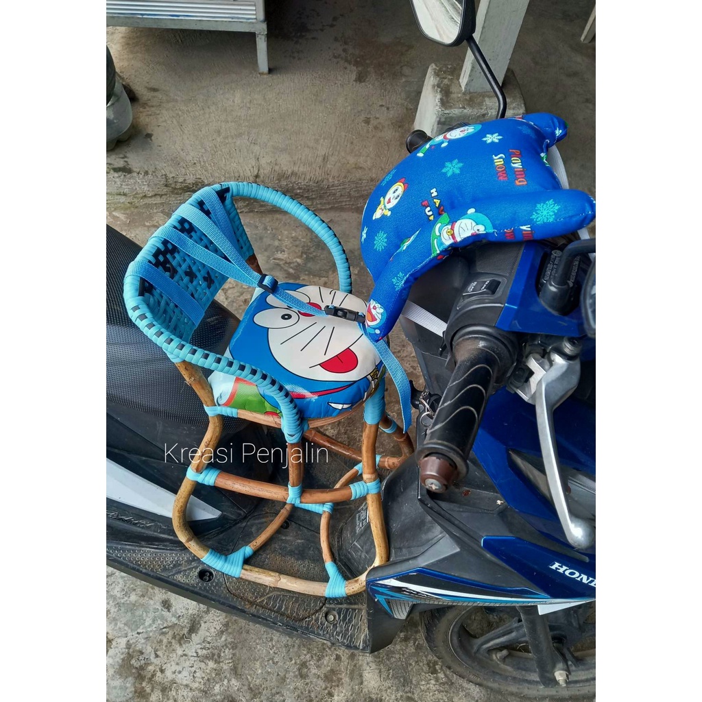 Kursi Bocengan anak motor matic Free sabuk Bantal 3 in 1 /  Jok buat di motor / tempat duduk bayi / jok motoir anak / banhtal/ jok buat anank di motor matic / Bangku boncengan anak motor matic / kursin rotan / kursi anak motor depan / boncengan anak rotan