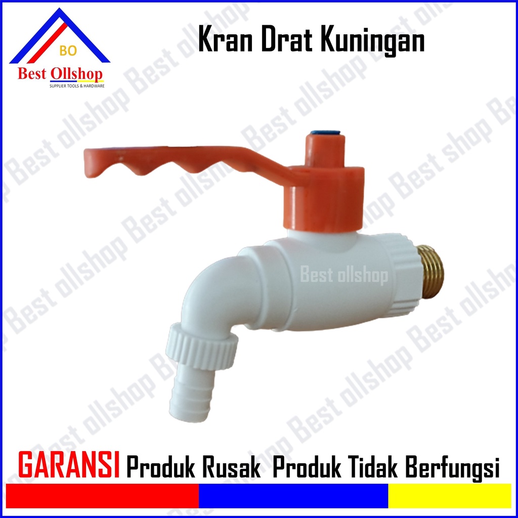 Kran Air PVC Jumbo Drat Kuningan 1/2 / Keran Kran Air Tembok Taman Plastik Murah