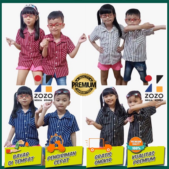 Kemeja Anak Laki-Laki Strip Salur Premium Usia 1-10th