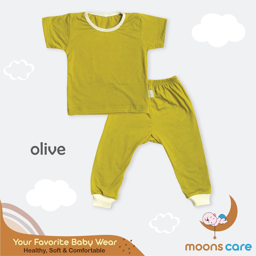 S M L MOONS Stelan Oblong Campur  POLOS Moons/ Baju Oblong Campur , setelan piyama anak PENDEK BAJU