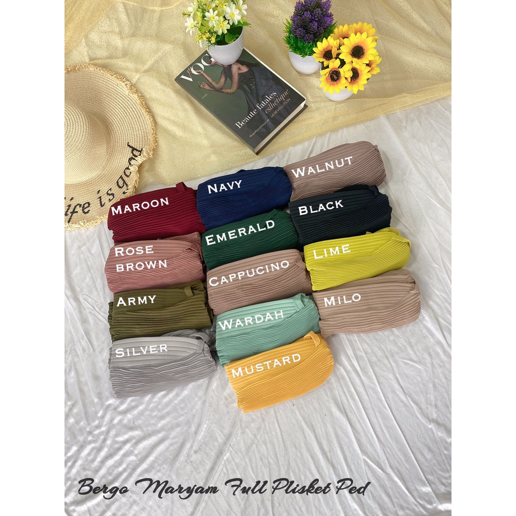 bergo maryam pet plisket full Lidi bergo instan pleated full Lidi hijab maryam pleated ped ceruty