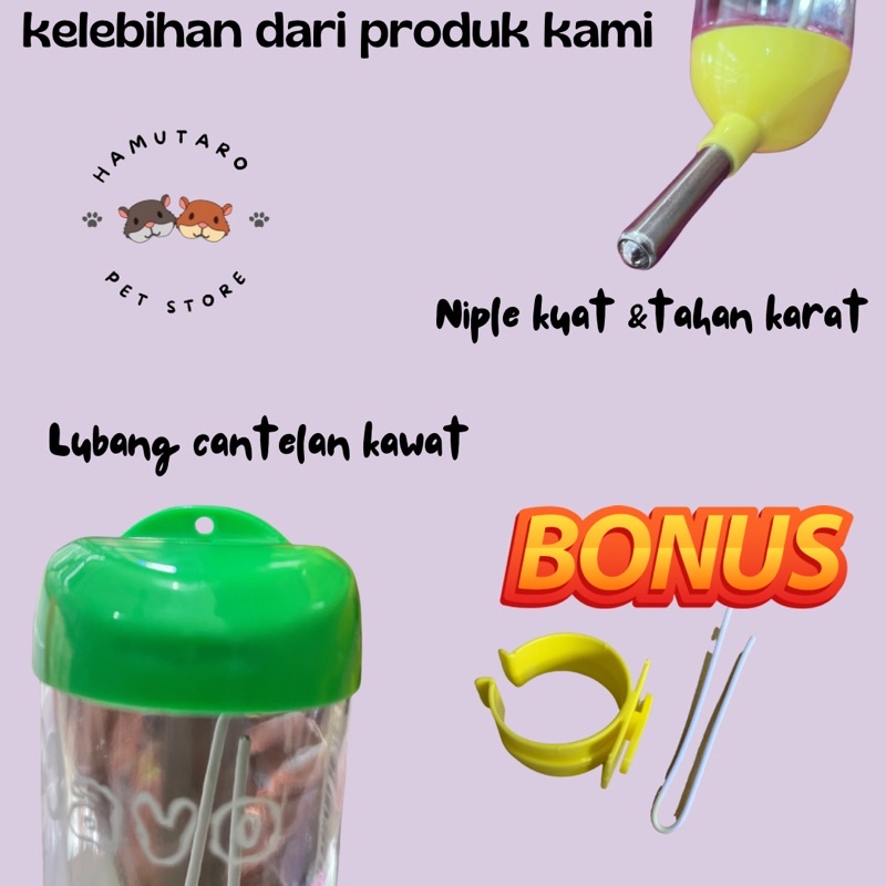 Botol Minum Hamster Top Quality Drinking Bottle ORIGINAL 80ML Bisa gantung / duduk