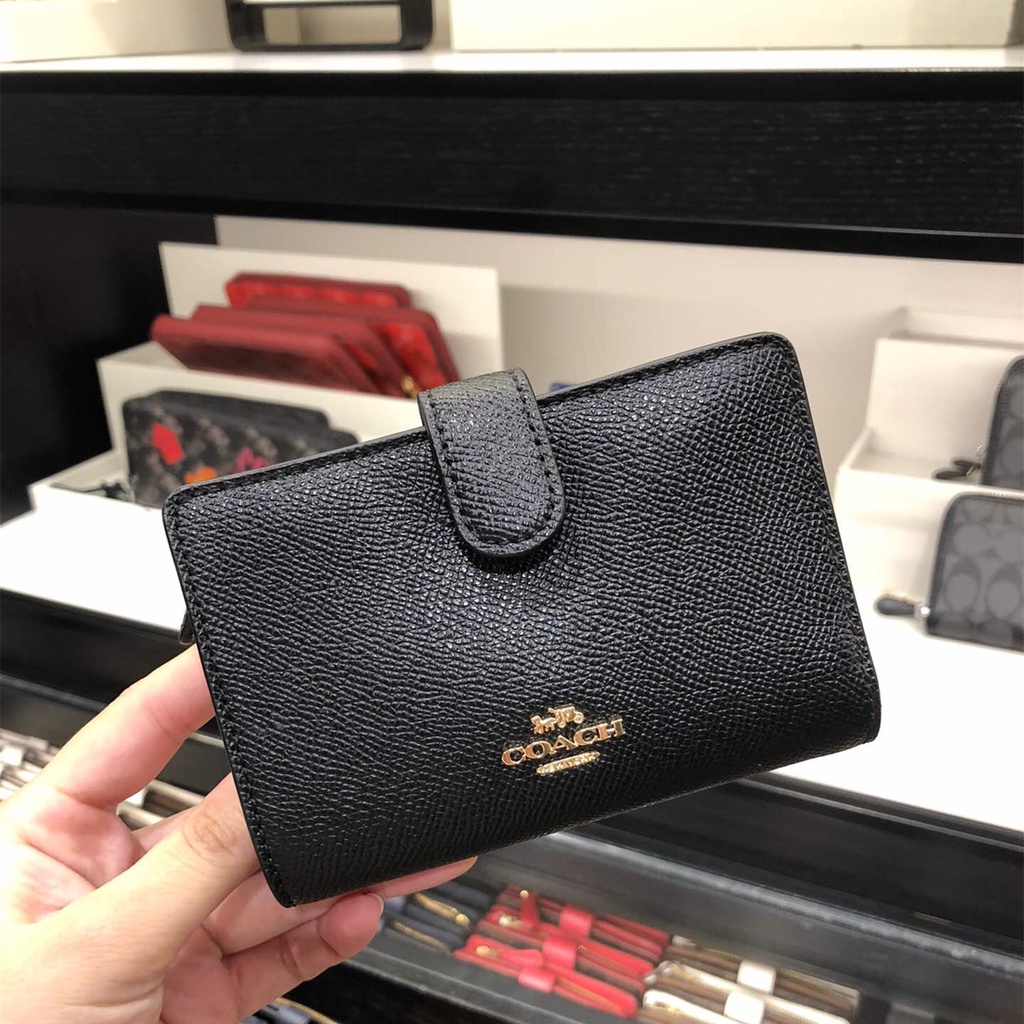 COACH Ladies folding purse card bag pocket wallet signature canvas wallet corner zip wallet Coach Tas Wanita Coach Dompet Wanita Coach Dompet Lipat