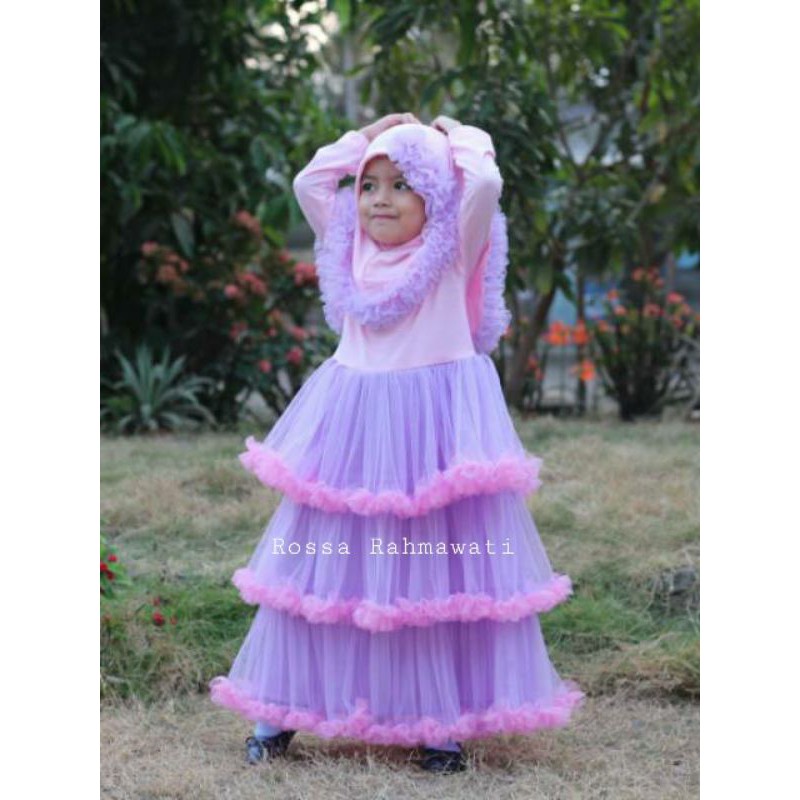 dress / gamis tutu anak petite muslim anak / gamis anak perempuan