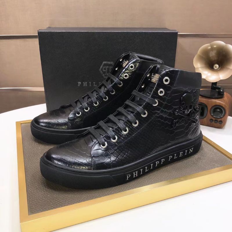 sepatu philipp plein sneaker boots mirror quality shoes men pp cowok P1SHOES top high end black