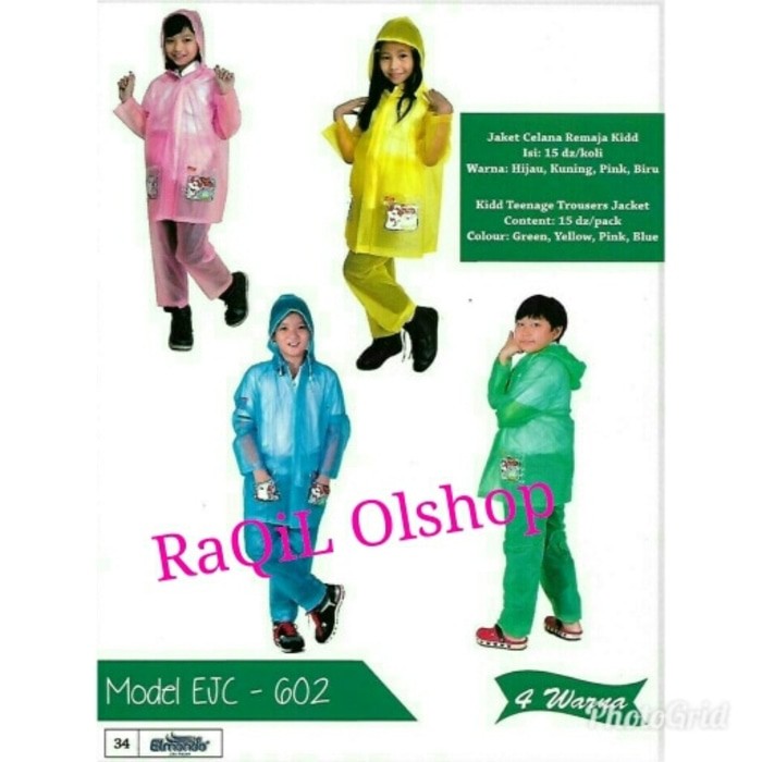 Setelan Jas Hujan anak-
 Jas Hujan Anak Setelan - Elmondo Remaja Kidd 602