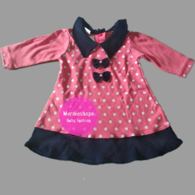 Setelan Baju Bayi Perempuan / Dress bayi usia 3 - 18 Bulan[Hofu]