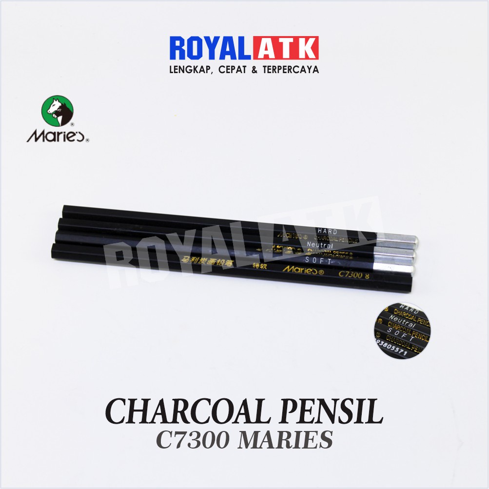 TERMURAH Maries Charcoal Sketch C7300 Pensil Sketsa Arang Satuan Drawing Pencil Pensil Arang