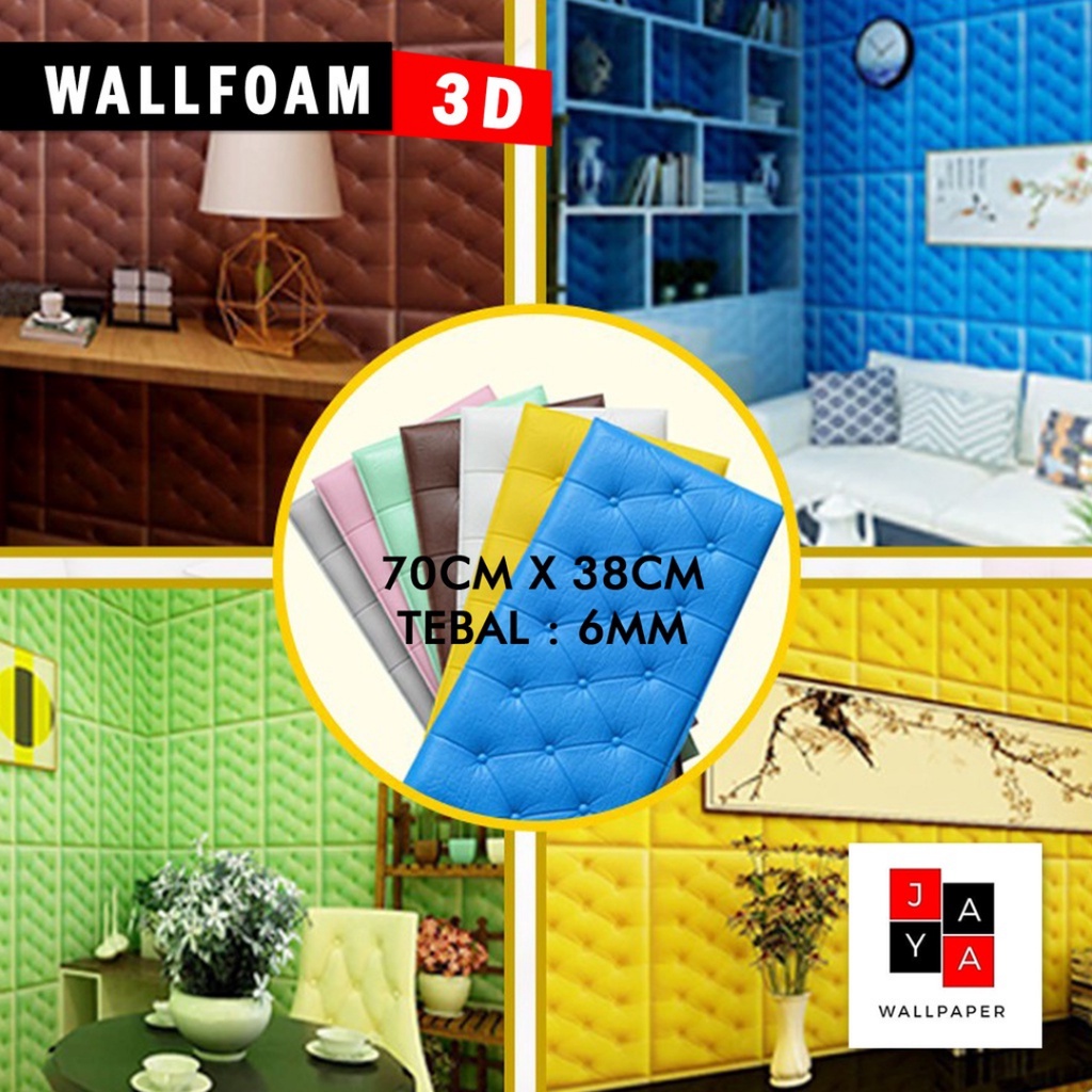 PROMO BELI 25 FREE 1 PCS !! WALLPAPER 3D FOAM HEADBOARD STICKER DINDING BUSA TEBAL BED WALL STICKER FOAM-1