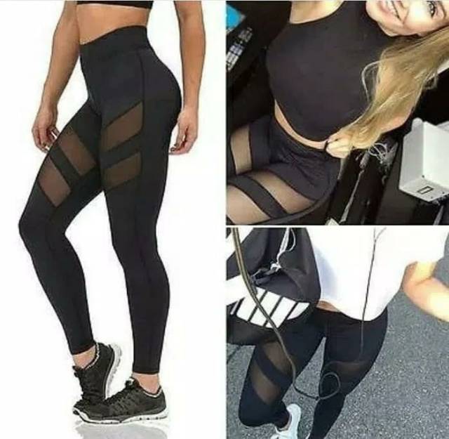 Celana Olahraga Wanita 925 Allsize Tile Transparan/ Legging Panjang Sport Gym Fitness Import Premium