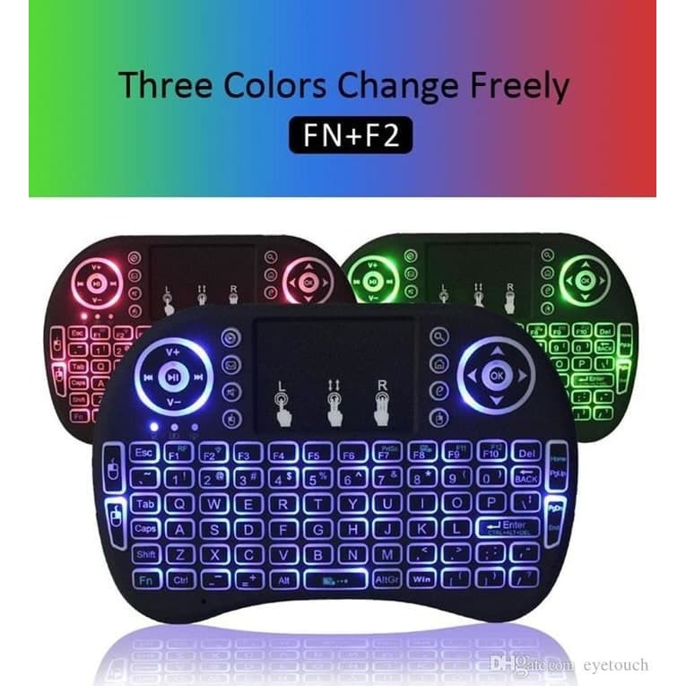 i8 Mini Keyboard Wireless Touchpad RC with 3 COLOR Backlight