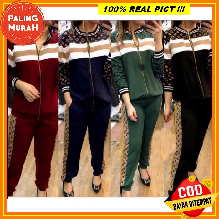 Jenny Sporty Ori Vente Setelan Olahraga Ld 110 Xxl One Set Wanita Oneset Polos Jumbo Baju Jogging Se