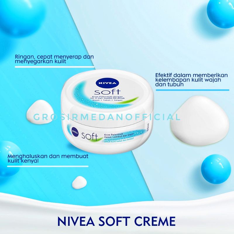 NIVEA SOFT CREME 50 ML DAN 100 ML - PELEMBAB KULIT DENGAN VITAMIN E DAN JOJOBA OIL