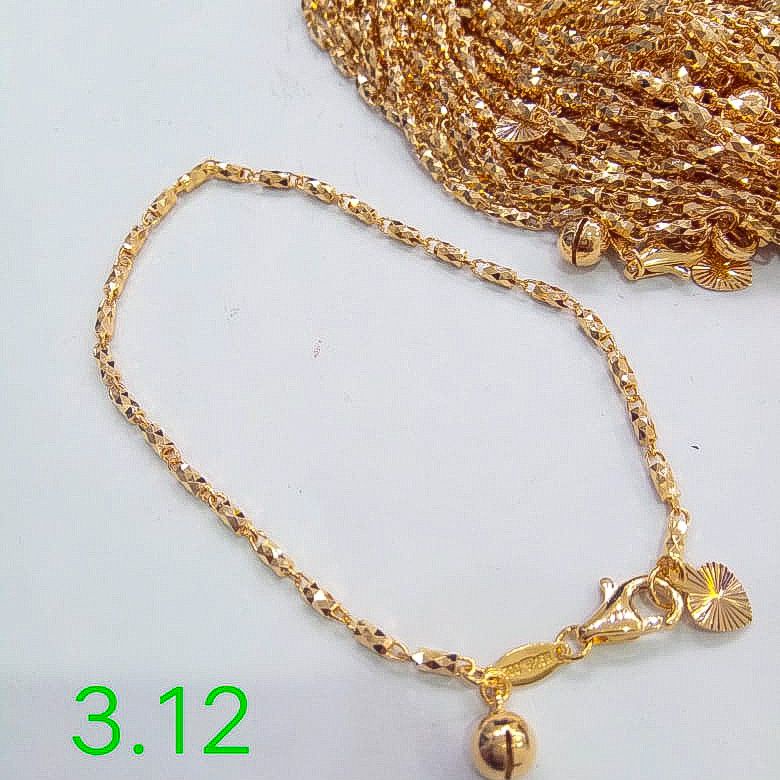 Gelang anak dan dewasa emas asli kadar 700 70% 16k rantai tangan merica oval bambu terbaru ukir kilat 3 gram gr g gold