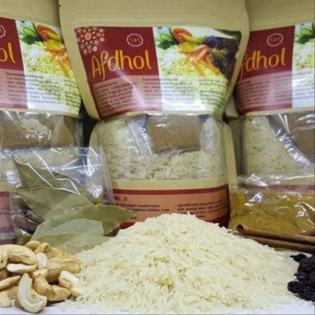 

Paket Beras Basmati Afdhol Bumbu Mandhi Kebuli Briyani Kabsah Afdol Komplit